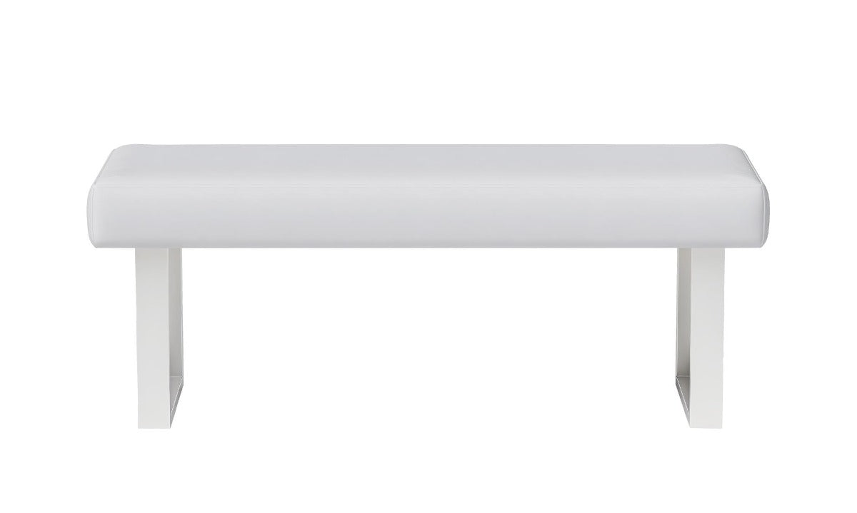 Chintaly Linden 3-Piece Contemporary Dining Set with White Gloss Table, Upholstered Bench & Nook