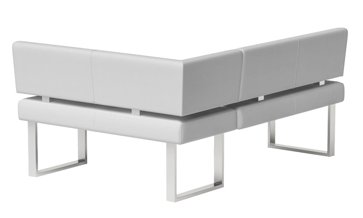 Chintaly Linden 3-Piece Contemporary Dining Set with White Gloss Table, Upholstered Bench & Nook