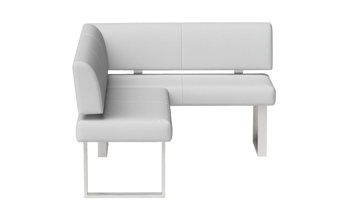 Chintaly Linden 3-Piece Contemporary Dining Set with White Gloss Table, Upholstered Bench & Nook