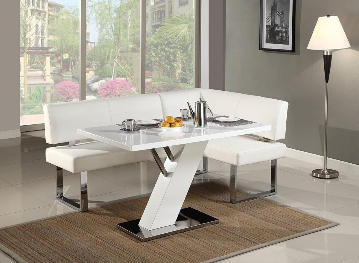 Chintaly Linden Contemporary Dining Set with Wooden Dining Table & Upholstered Nook