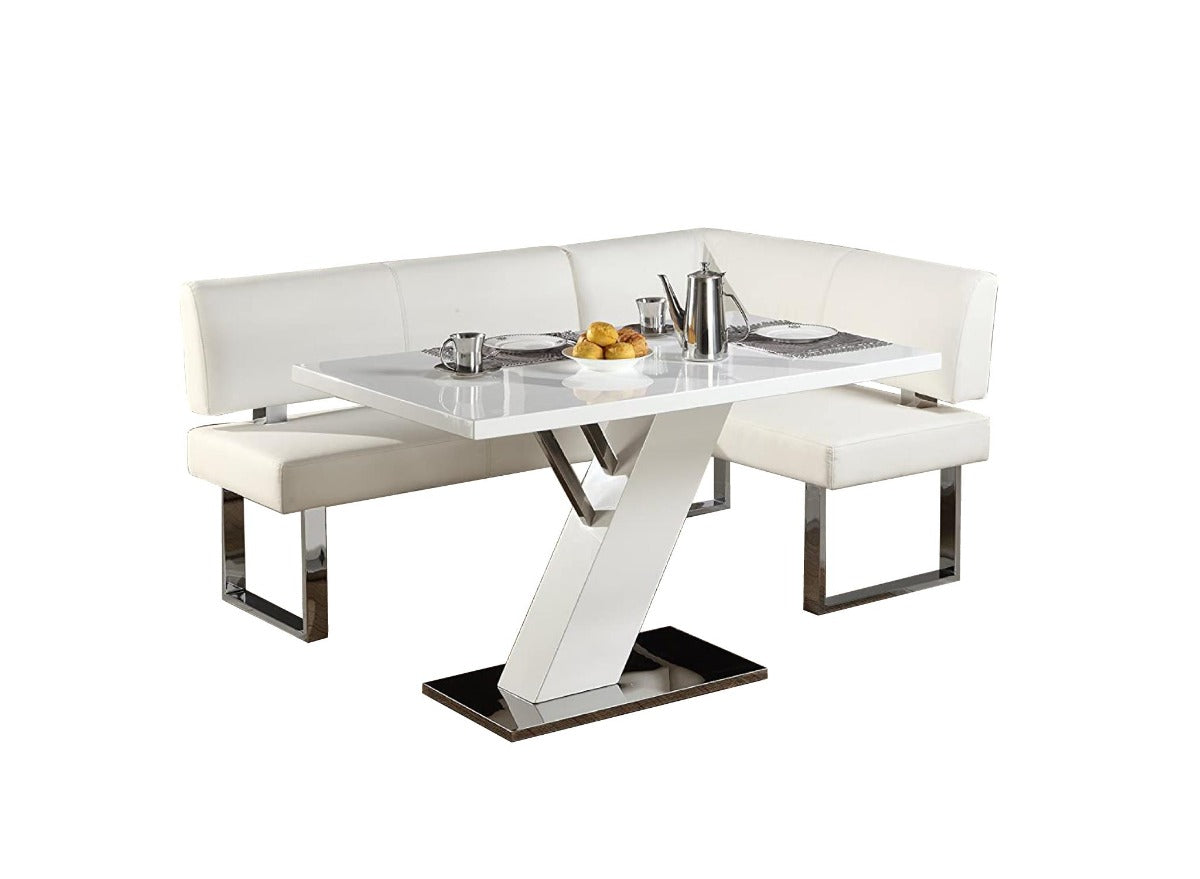 Chintaly Linden Contemporary Dining Set with Wooden Dining Table & Upholstered Nook