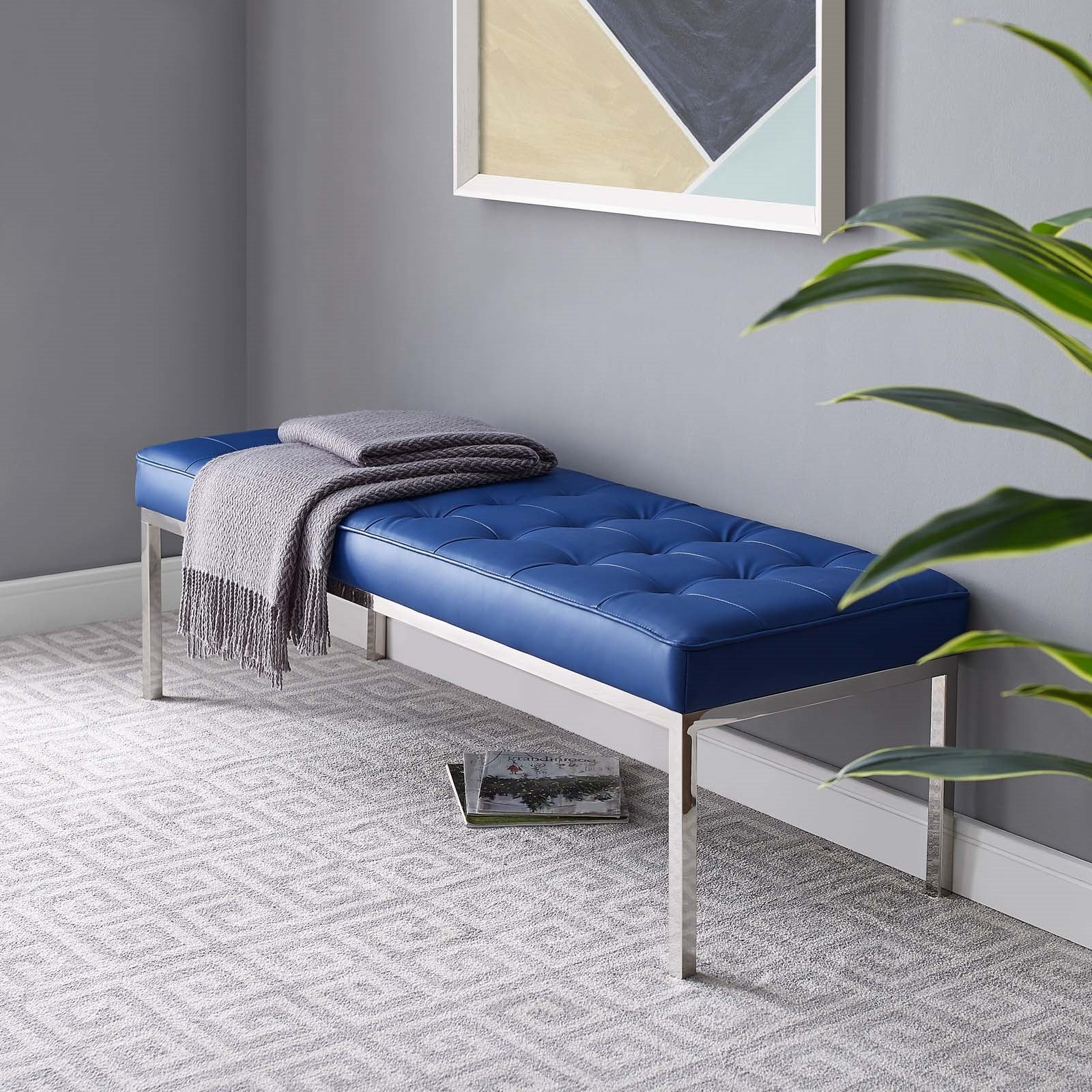 Modway Loft Tufted Large Upholstered Faux Leather Bench