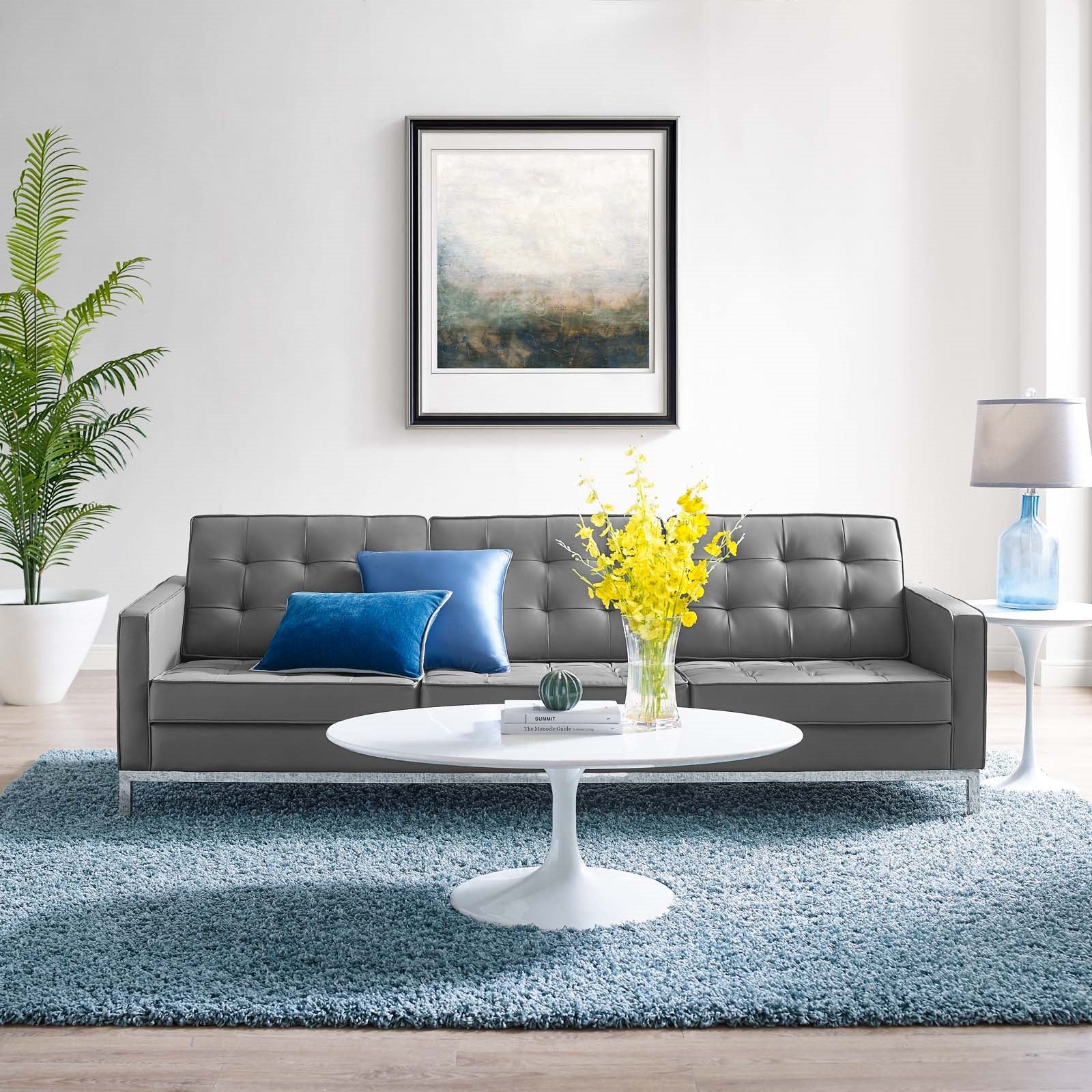 Modway Loft Tufted Upholstered Faux Leather Sofa