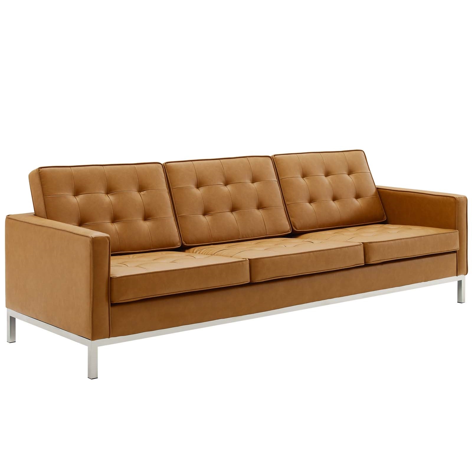 Modway Loft Tufted Upholstered Faux Leather Sofa