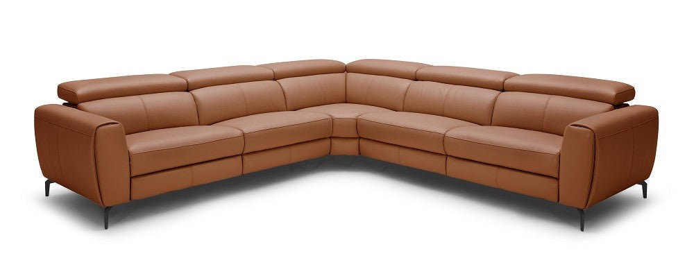 J & M Lorenzo Sectional with Recliners,  Rust Leather