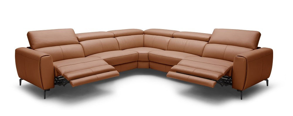 J & M Lorenzo Sectional with Recliners,  Rust Leather