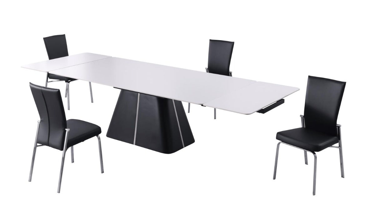 Chintaly Mabel Contemporary Dining Set with Extendable Table & Motion Back Chairs