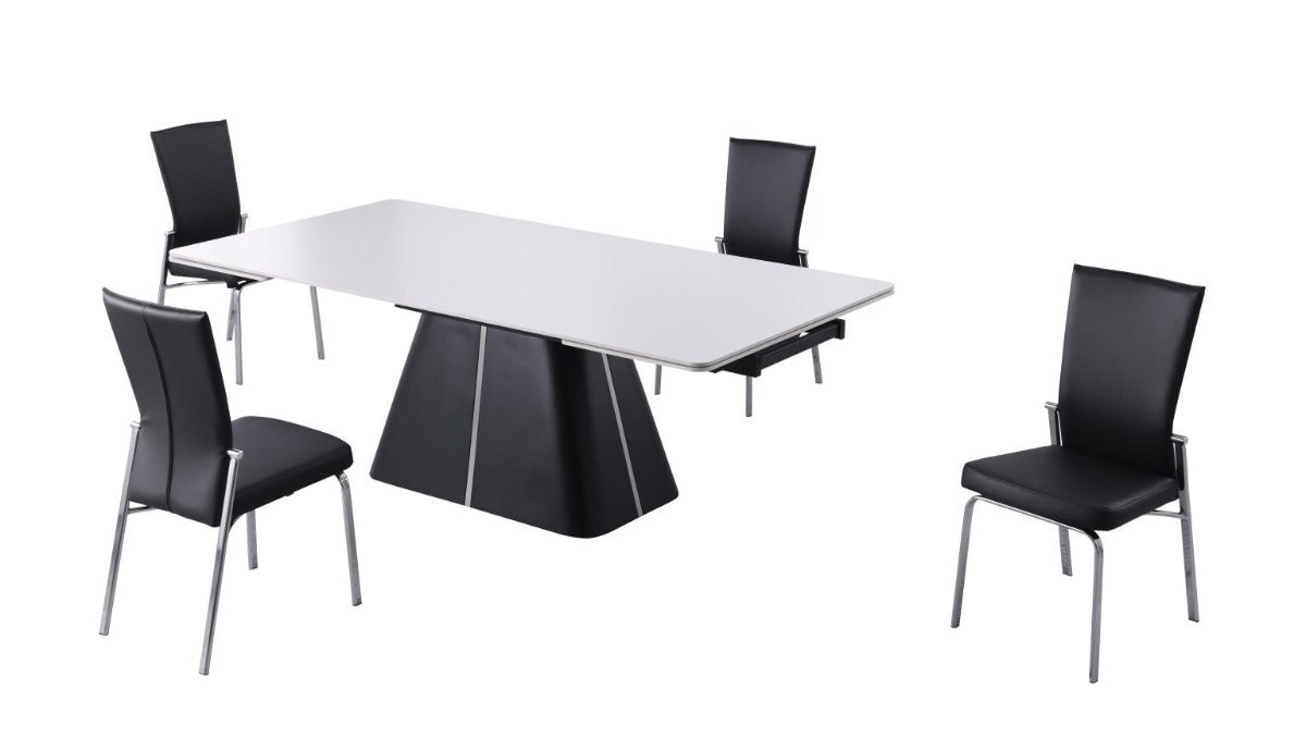 Chintaly Mabel Contemporary Dining Set with Extendable Table & Motion Back Chairs