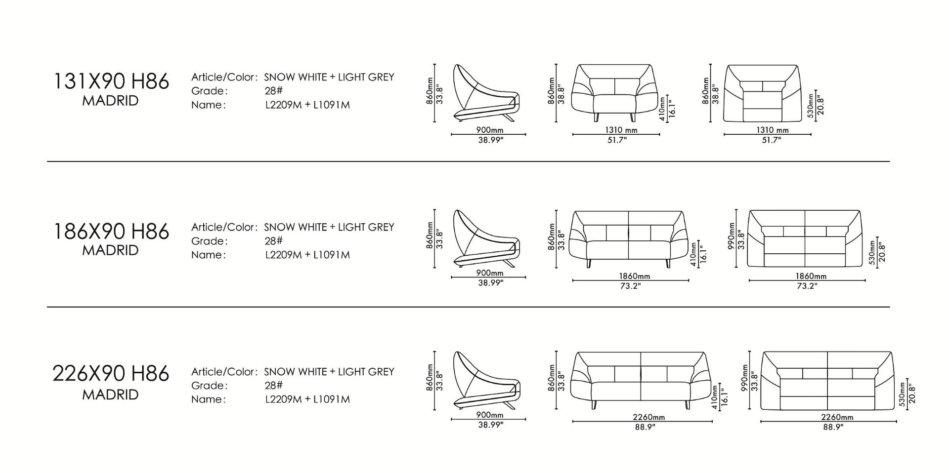 Madrid Modern Loveseat, Yellow-Grey | Creative Furniture