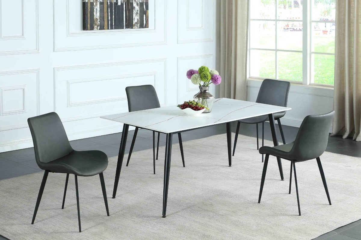 Chintaly Mary Contemporary Dining Set with Sintered Stone Top & 4 Chairs