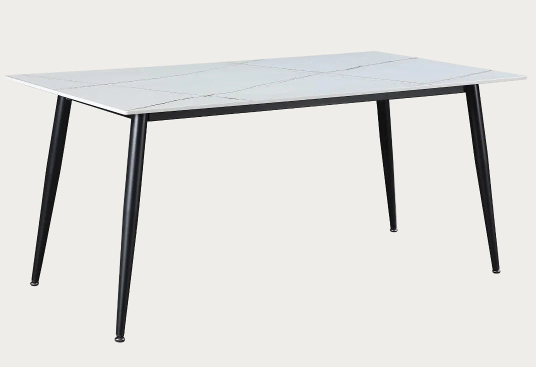 The Mary rectangular table with white top and black legs