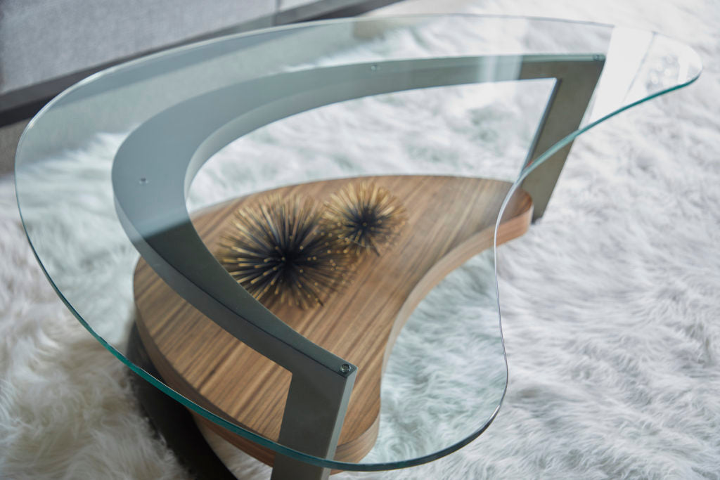 Elite Modern Maui Coffee Table with Walnut Smoke Finished Shelf