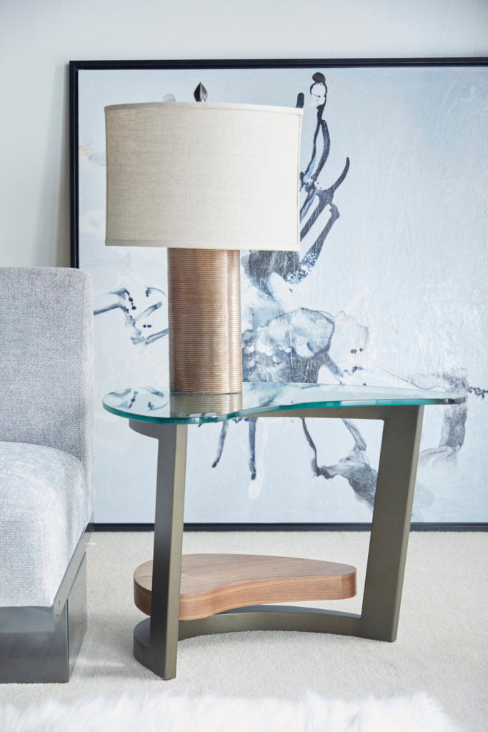 Elite Modern Maui End Table with Walnut Smoke Finished Shelf