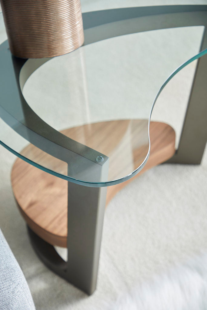 Elite Modern Maui End Table with Walnut Java Finished Shelf