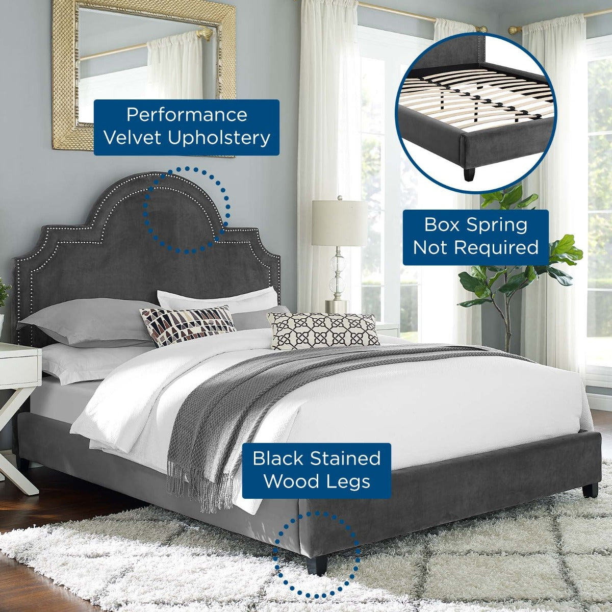 Modway Primrose Performance Velvet Platform Bed