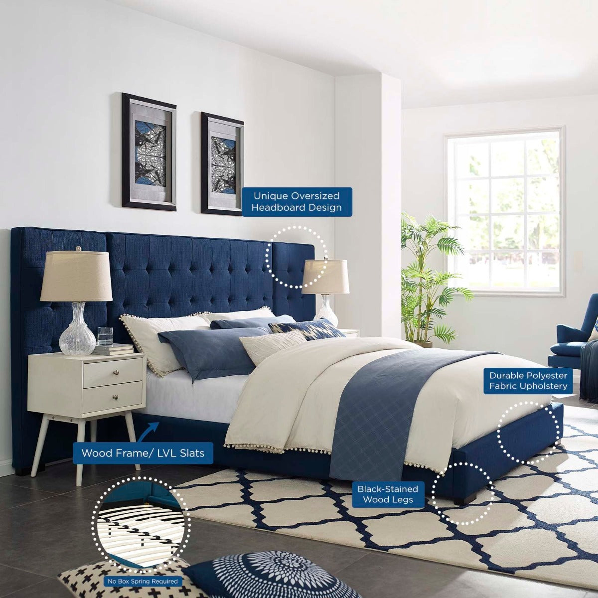 Modway Sierra Upholstered Fabric Platform Bed, Queen