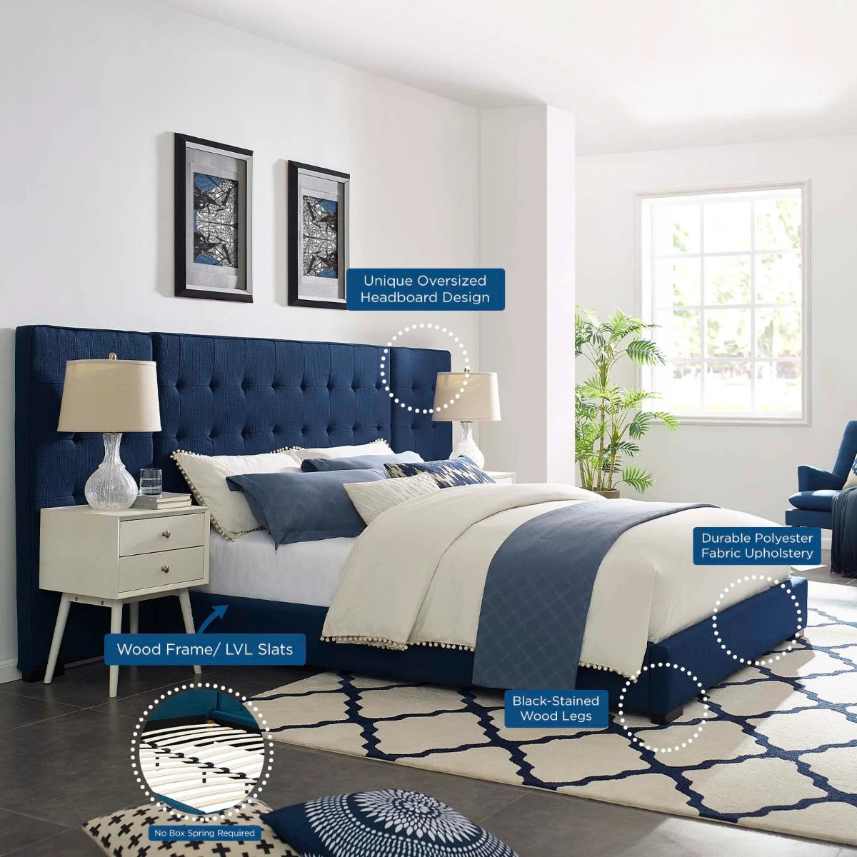 Modway Sierra Upholstered Fabric Platform Bed, Queen