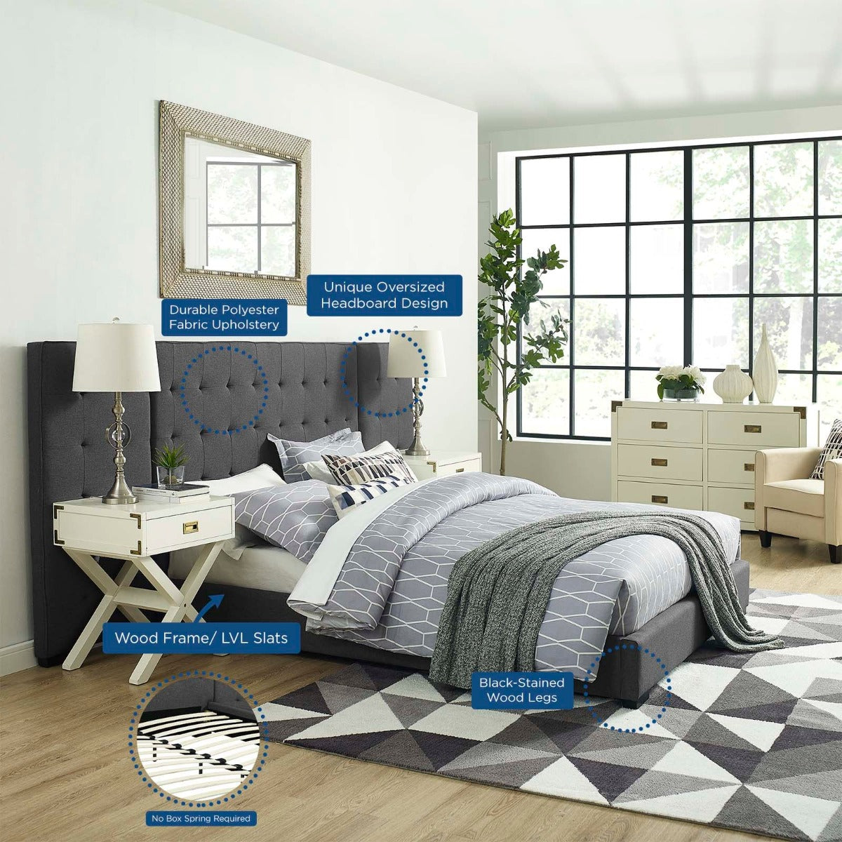 Modway Sierra Upholstered Fabric Platform Bed, Queen