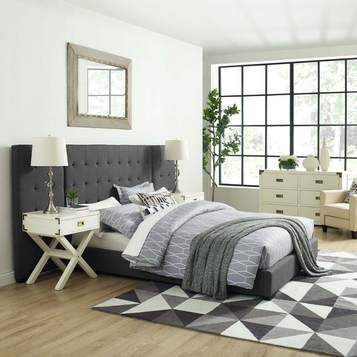 Modway Sierra Upholstered Fabric Platform Bed, Queen