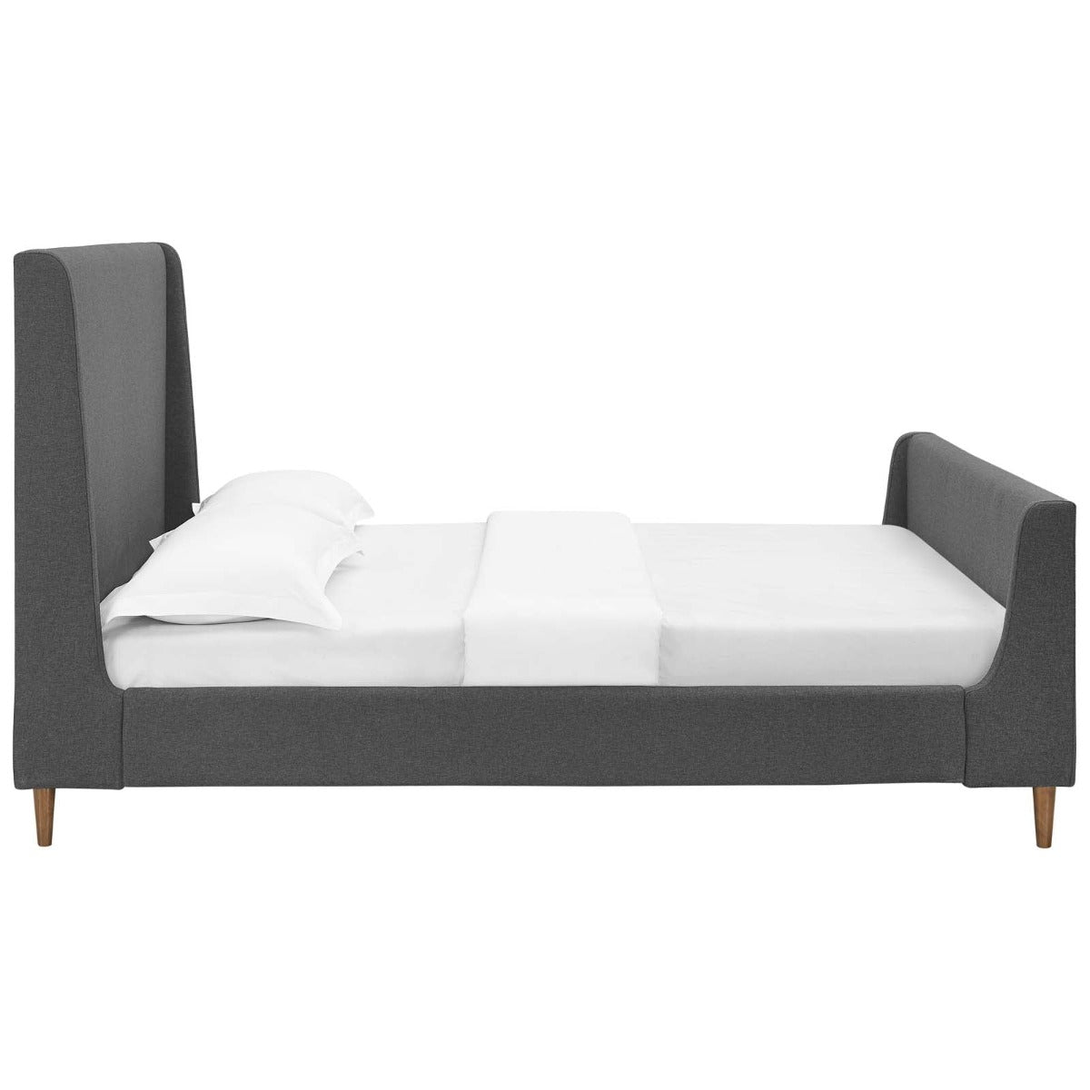 Modway Aubree Upholstered Fabric Sleigh Platform Bed, Queen