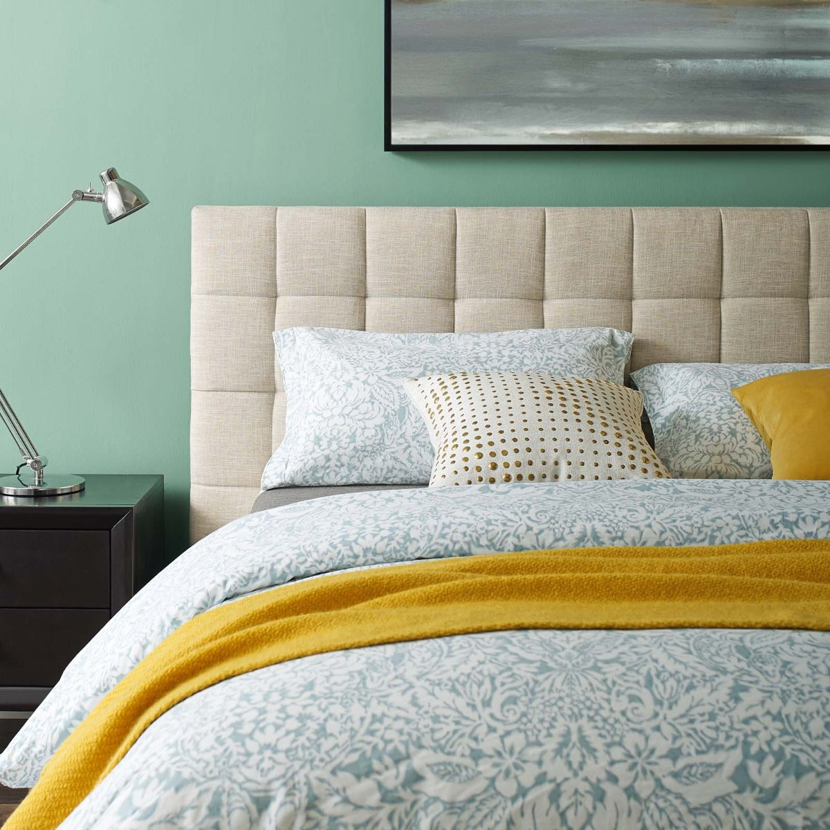 Modway Julia Biscuit Tufted Upholstered Fabric Platform Bed, Queen