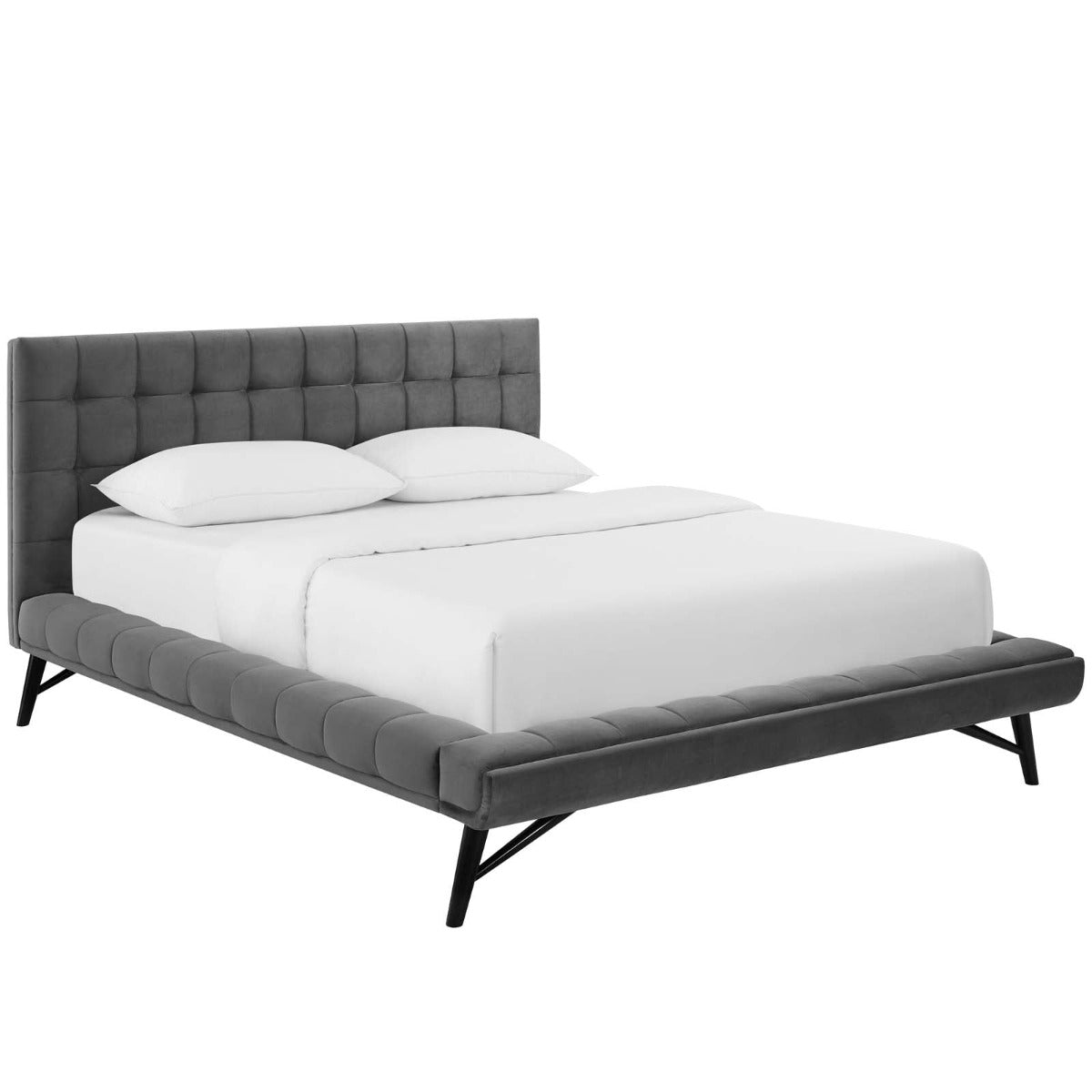 Modway Julia Biscuit Tufted Performance Velvet Platform Bed, Queen