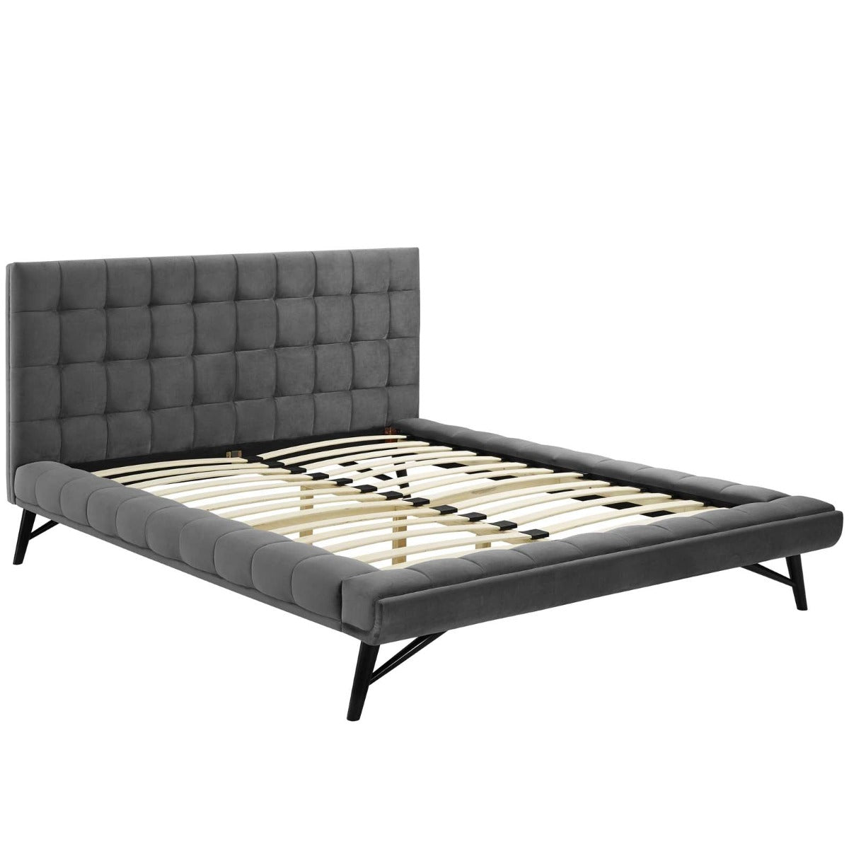 Modway Julia Biscuit Tufted Performance Velvet Platform Bed, Queen