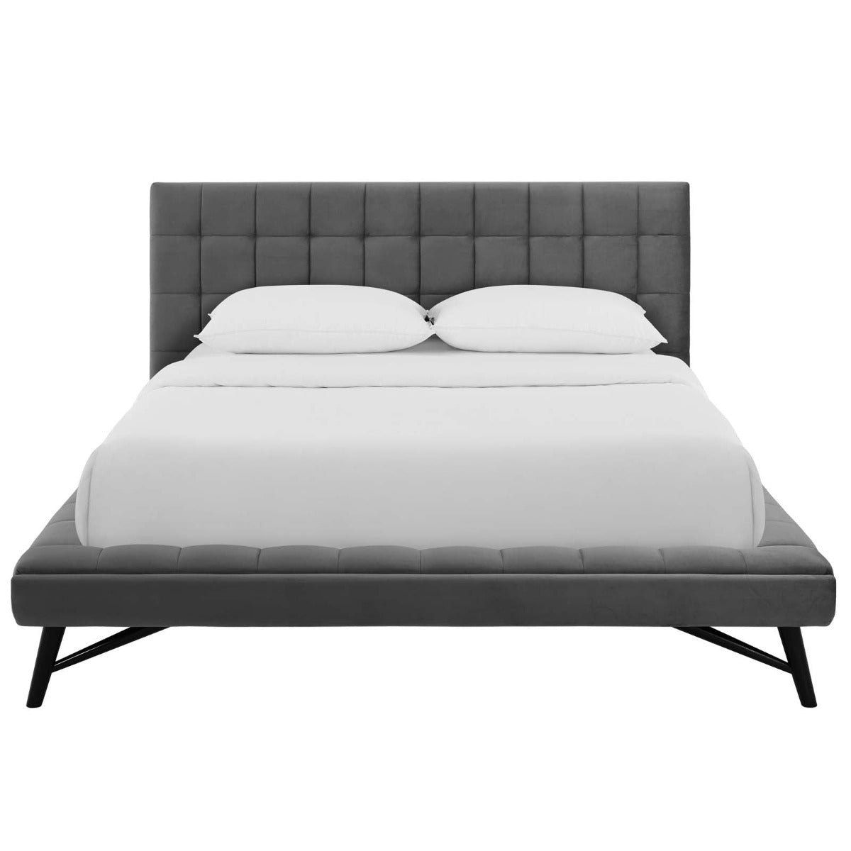 Modway Julia Biscuit Tufted Performance Velvet Platform Bed, Queen