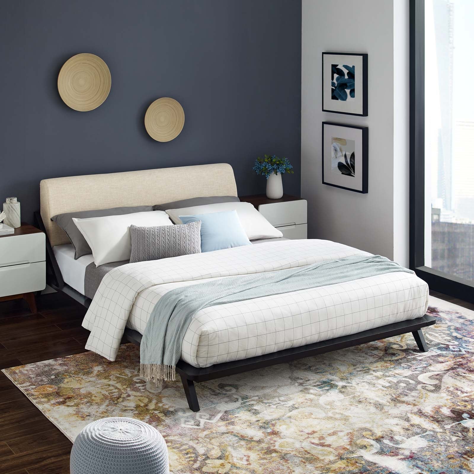 Modway Luella Upholstered Fabric Platform Bed, Queen