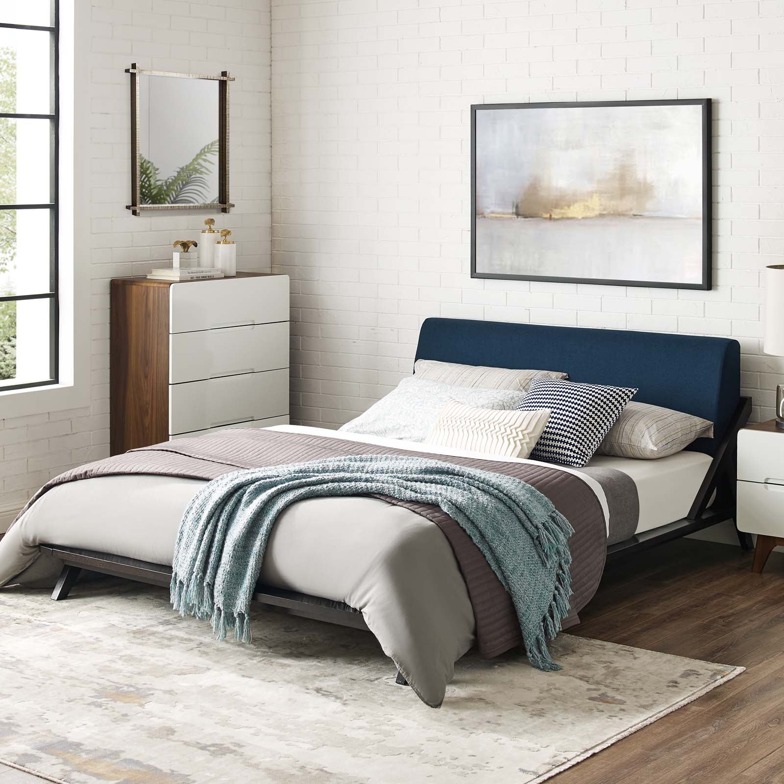 Modway Luella Upholstered Fabric Platform Bed, Queen