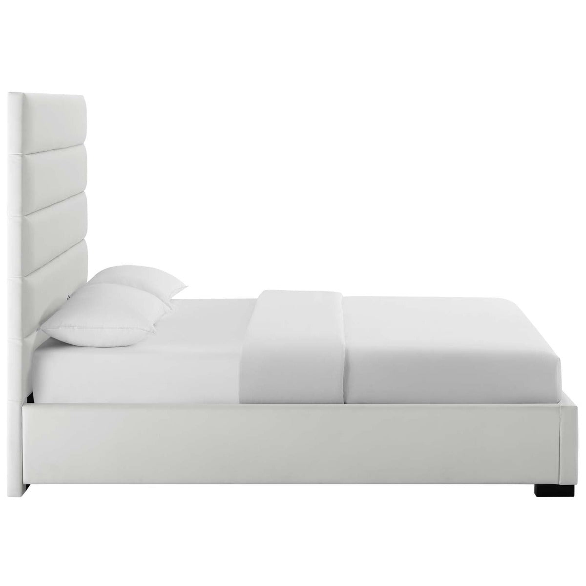 Modway Genevieve Faux Leather Platform Bed, Queen, White