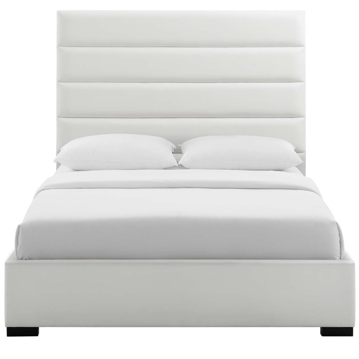 Modway Genevieve Faux Leather Platform Bed, Queen, White