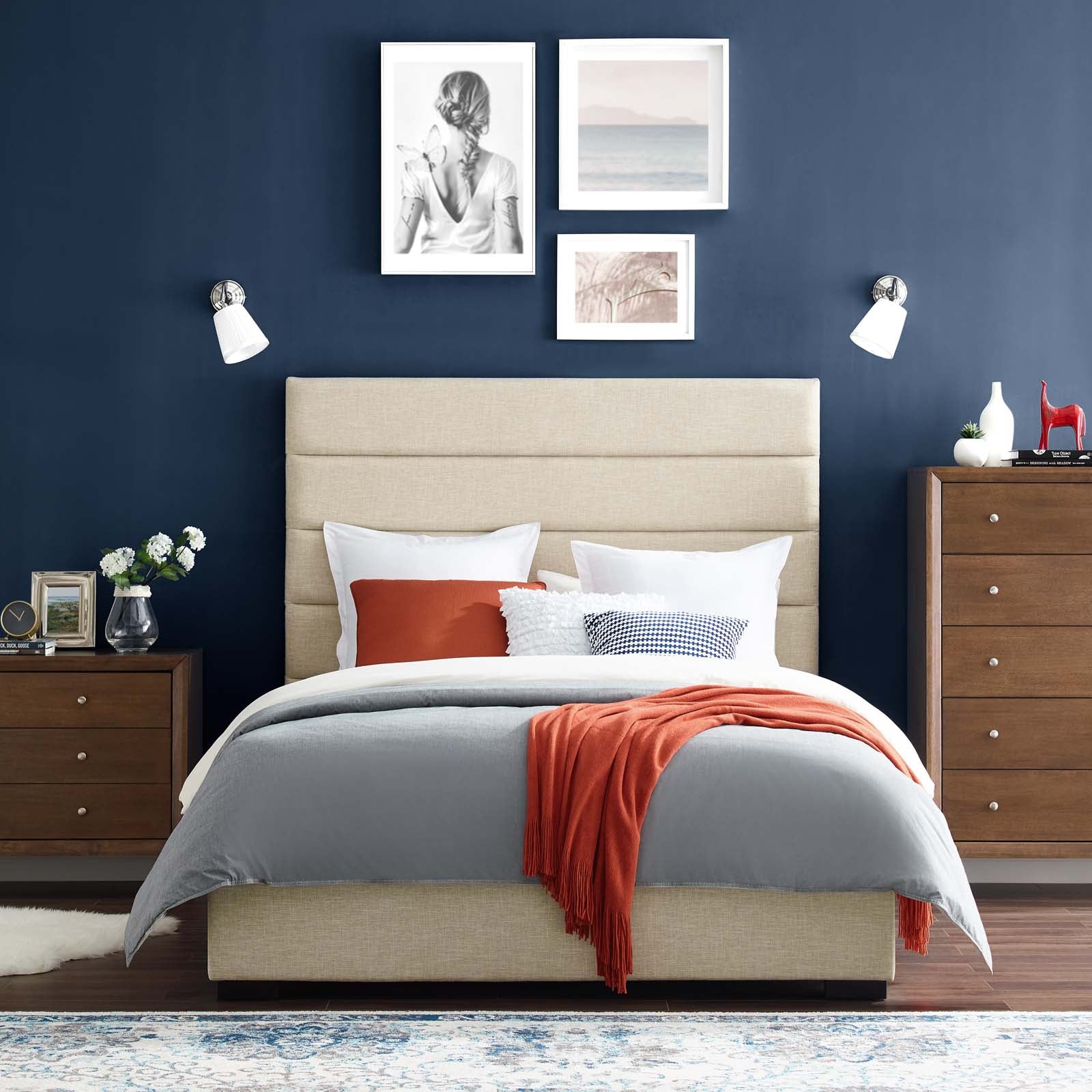 Modway Genevieve Upholstered Fabric Platform Bed, Queen