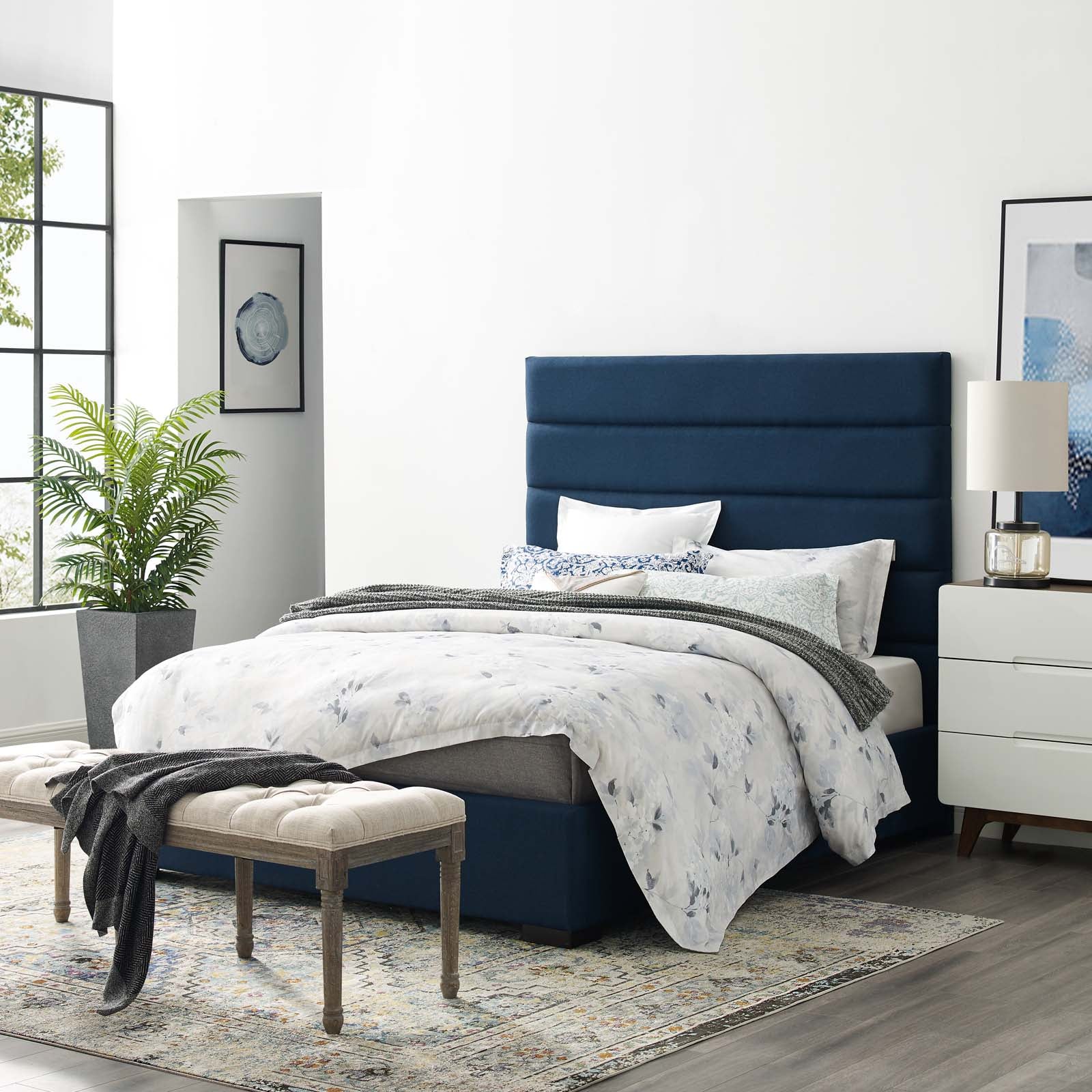 Modway Genevieve Upholstered Fabric Platform Bed, Queen