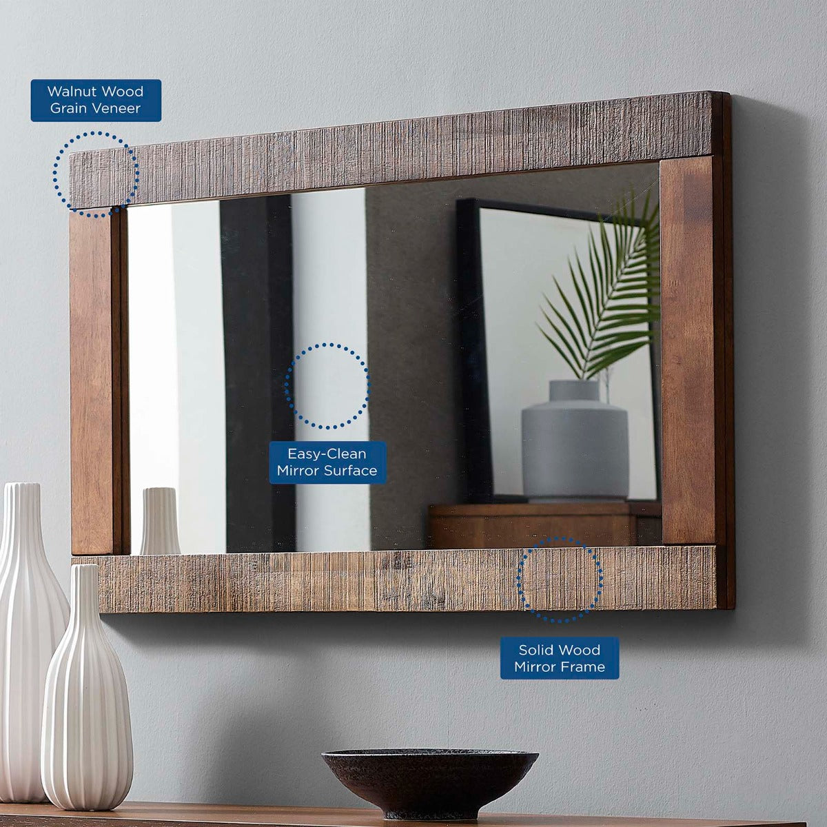 Modway Arwen Rustic Wood Frame Mirror