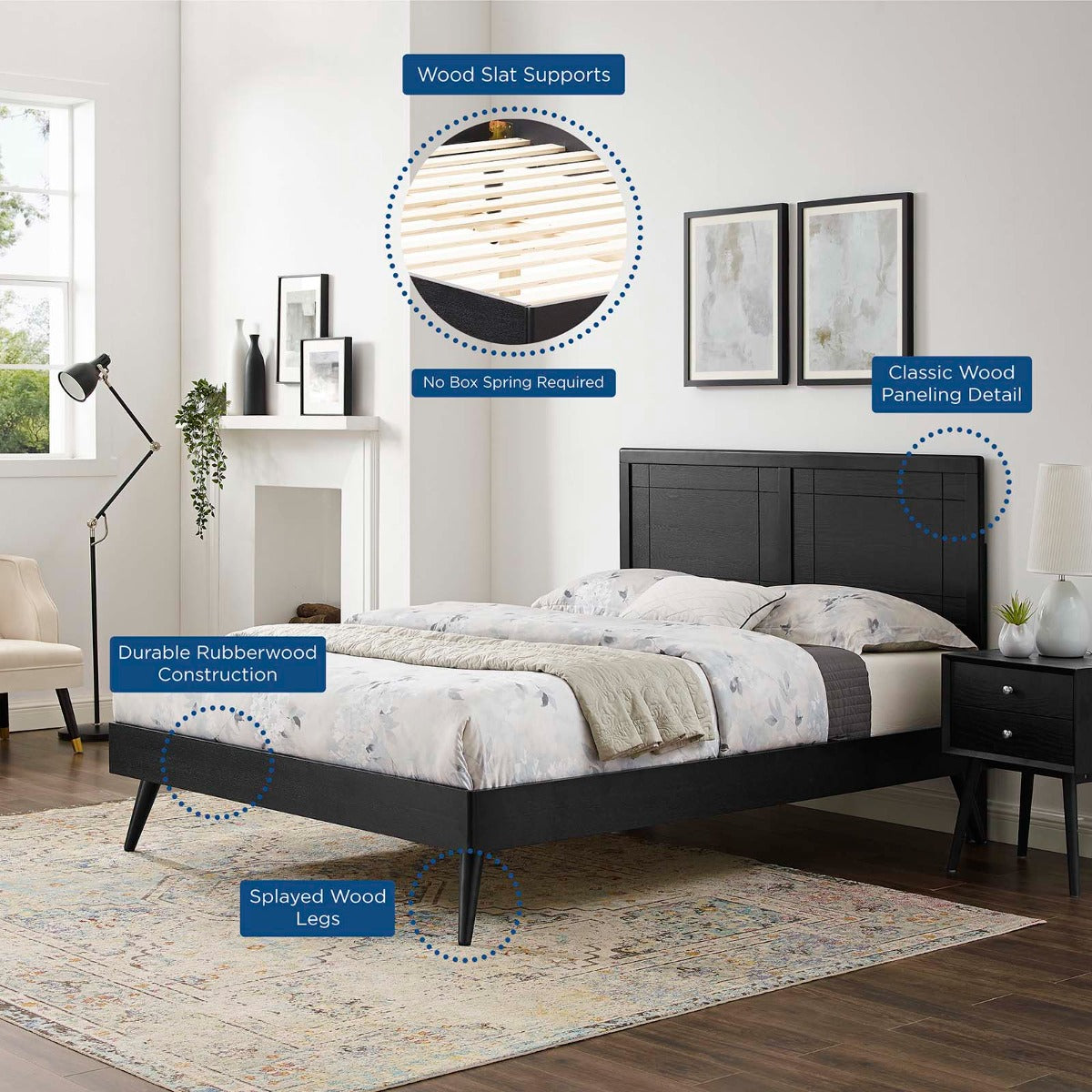 Modway Marlee Wood Platform Bed With Splayed Legs