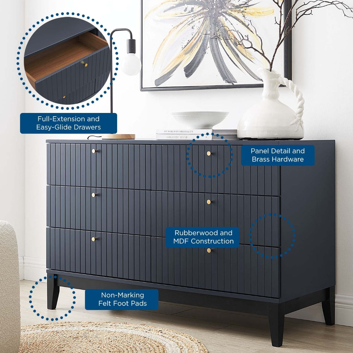 Modway Dakota 5 Piece Modern, Upholstered Bedroom Set