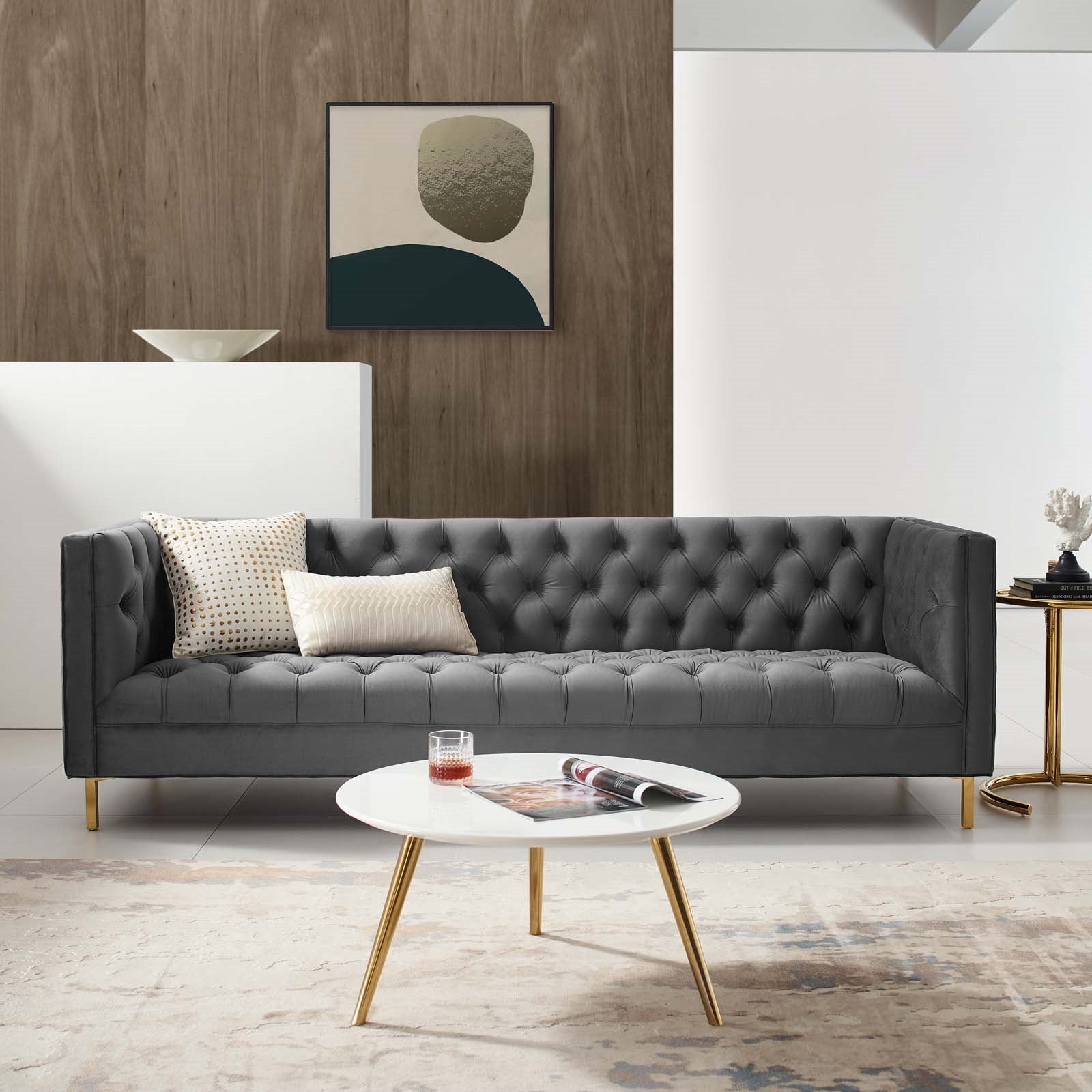 Modway Delight Tufted Button Performance Velvet Sofa