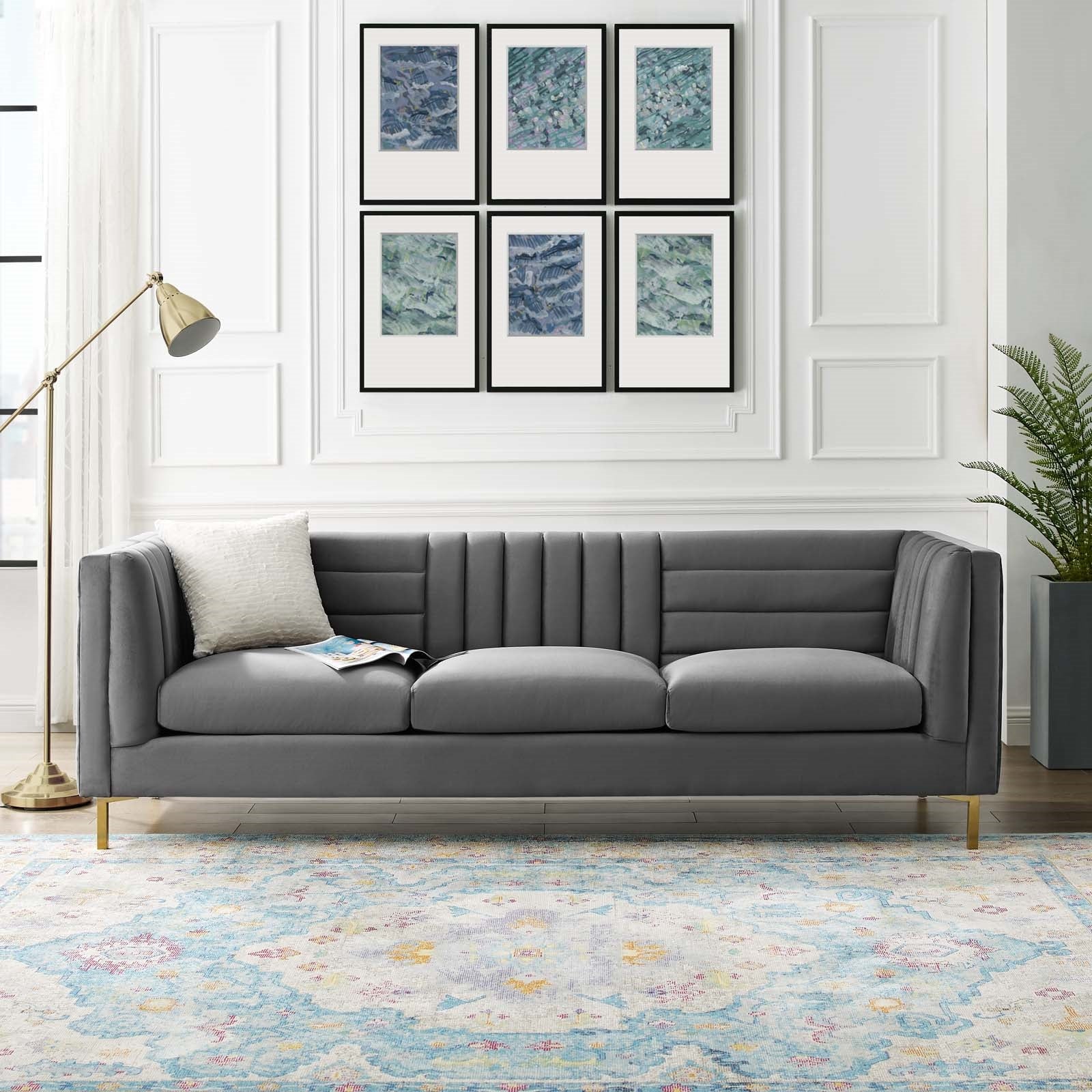 Modway Ingenuity Channel Tufted Performance Velvet Sofa