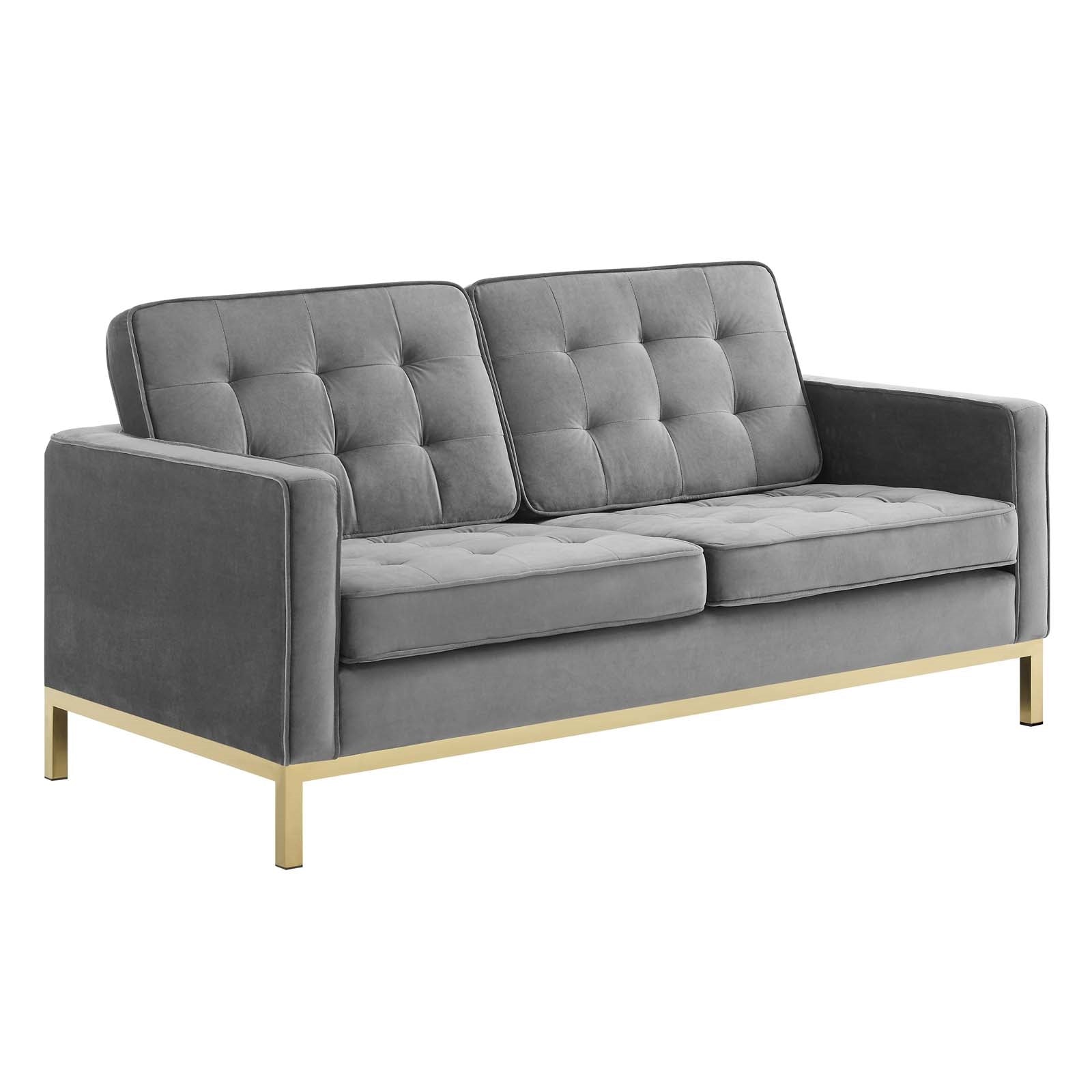 Modway Loft Gold Stainless Steel Leg Performance Velvet Loveseat