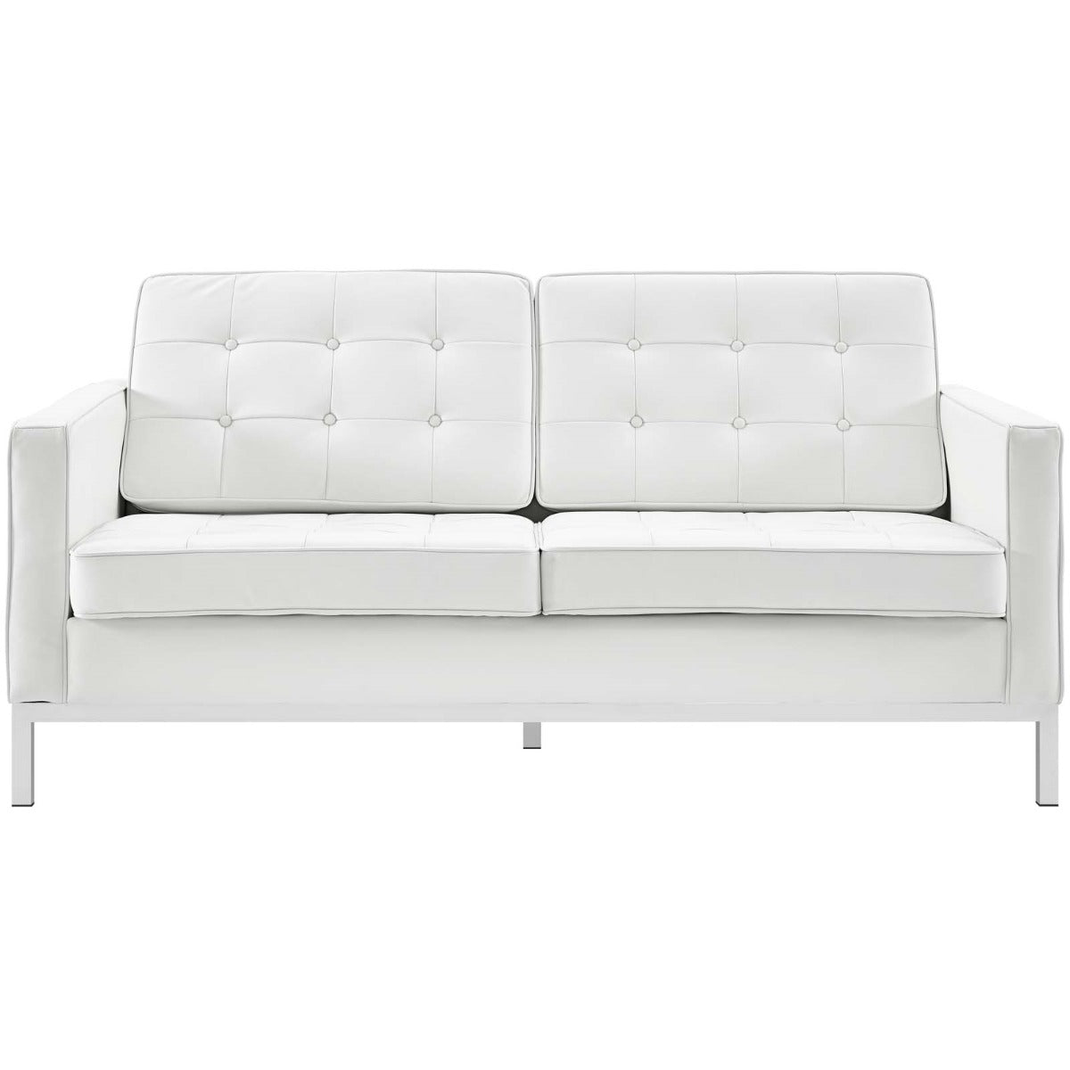 Modway Loft Leather Loveseat in Black