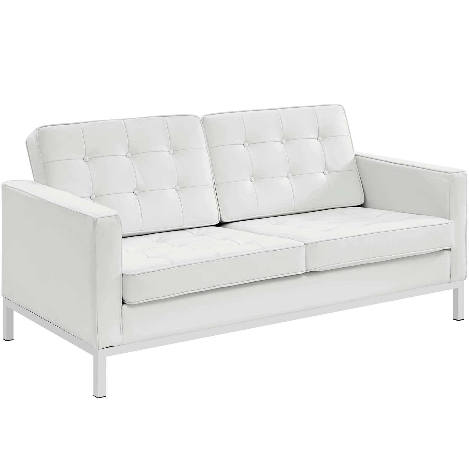Modway Loft Leather Loveseat in Black