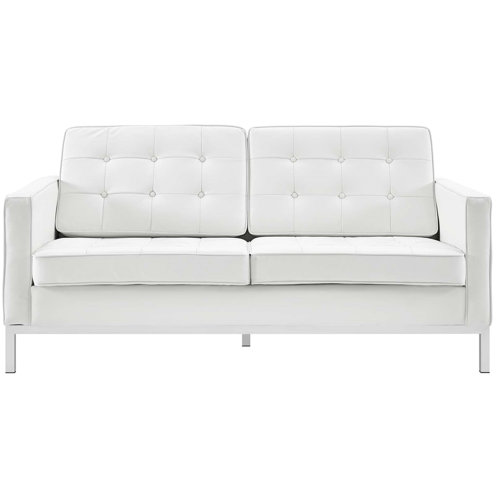 Modway Loft Leather Loveseat in Black