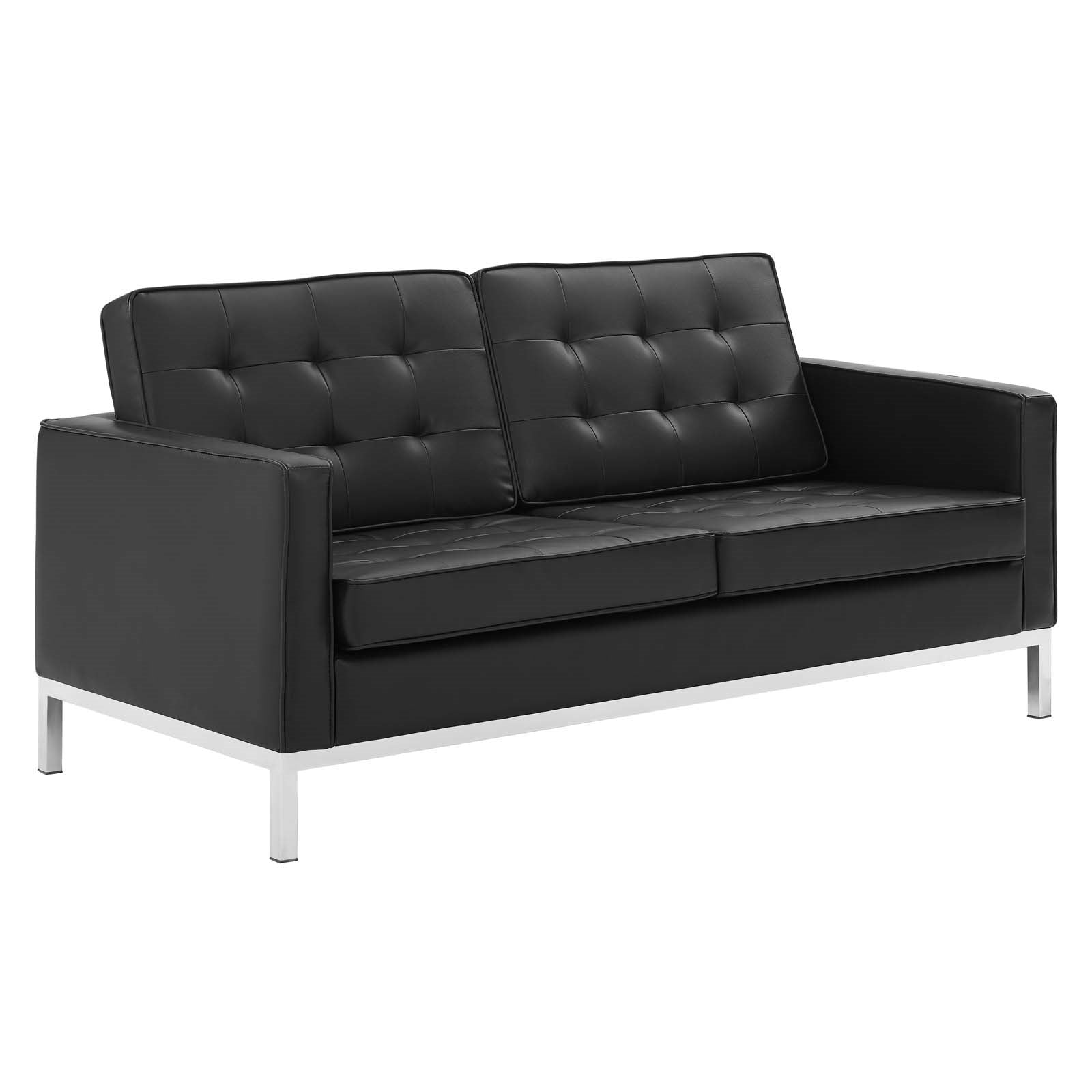 Modway Loft Tufted Upholstered Faux Leather Loveseat