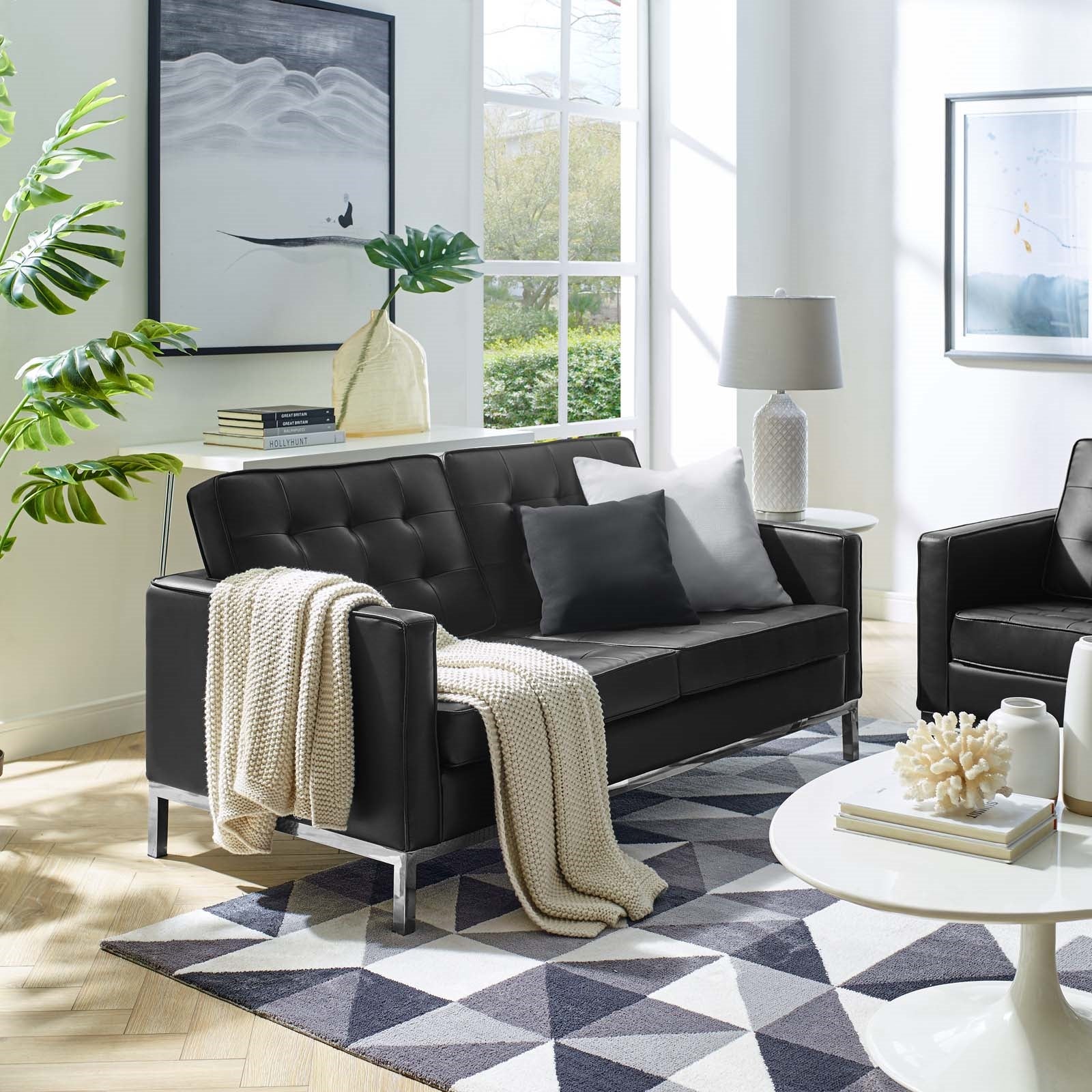 Modway Loft Tufted Upholstered Faux Leather Loveseat
