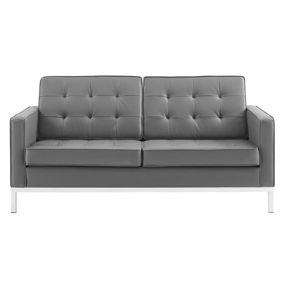 Modway Loft Tufted Upholstered Faux Leather Loveseat