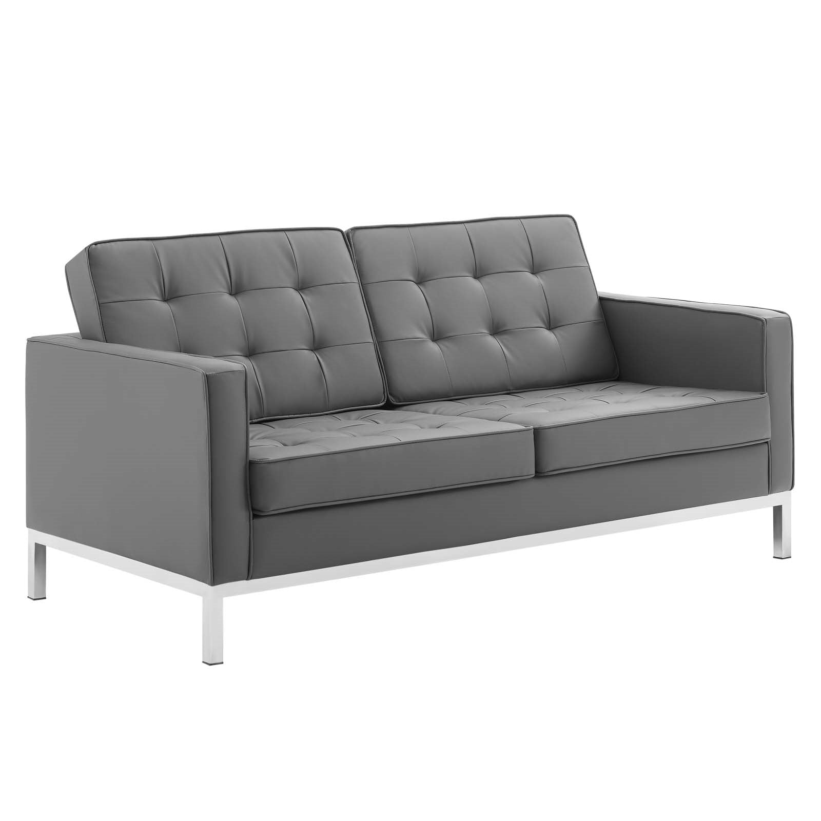 Modway Loft Tufted Upholstered Faux Leather Loveseat