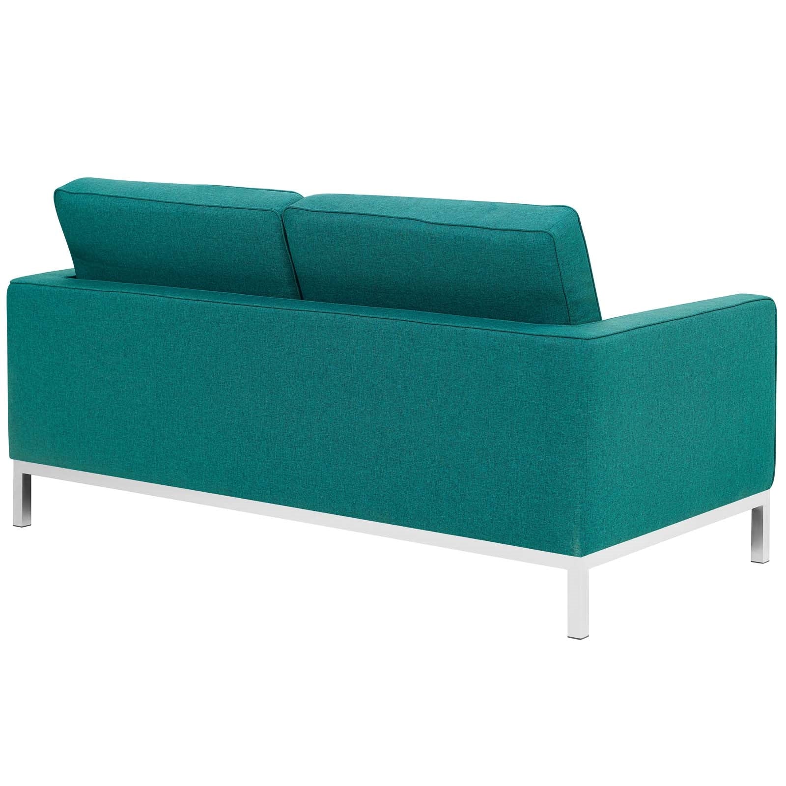 Modway Loft Upholstered Fabric Loveseat in Teal