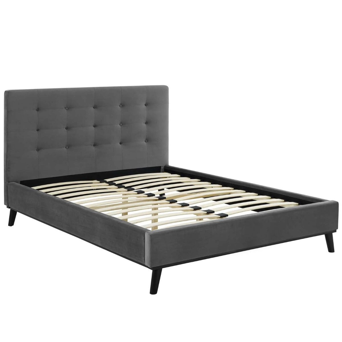 Modway McKenzie Biscuit Tufted Performance Velvet Platform Bed, Queen