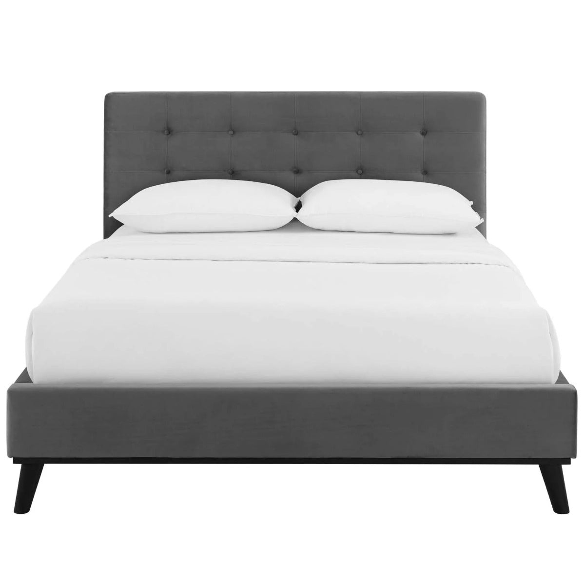 Modway McKenzie Biscuit Tufted Performance Velvet Platform Bed, Queen